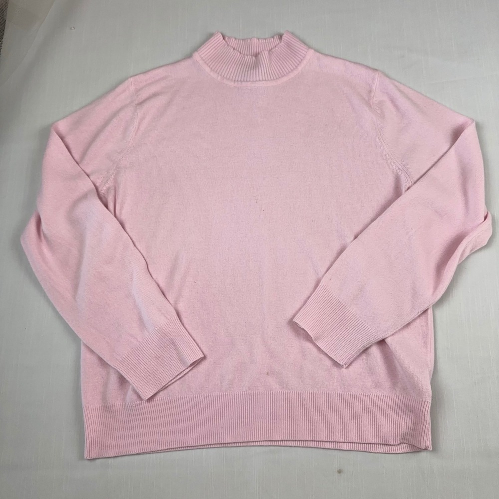 Sag Harbor Womens XL Pink Mock Neck Long Sleeve Knit Sweater F73201